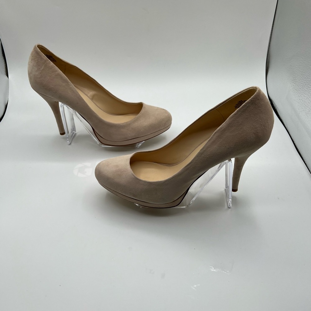Nine West “Kristal” Nude Suede Platform Pumps (Size 10m)